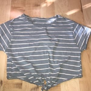 Blue and white stripe crop top.